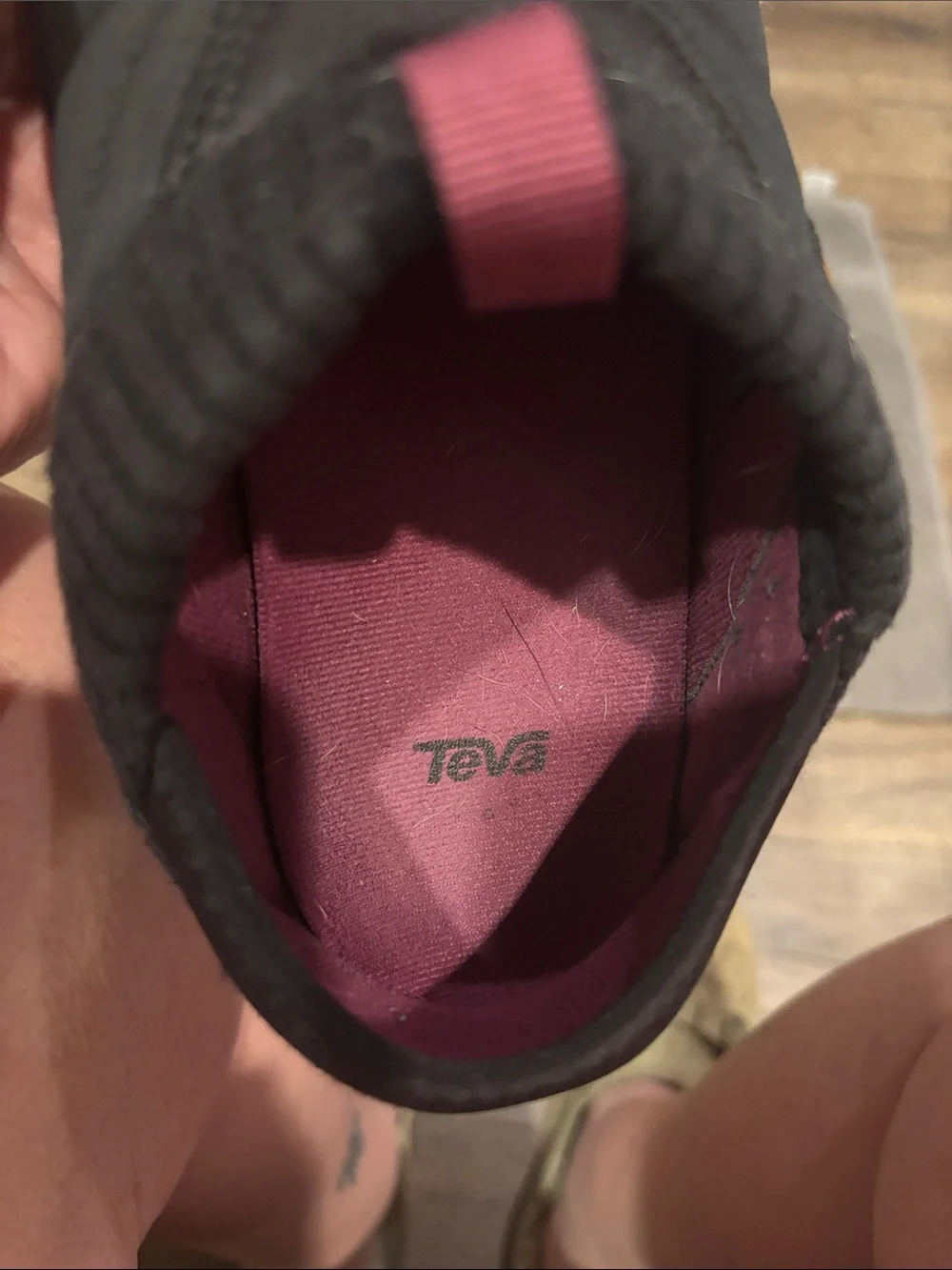 Teva Black Quilted Slip-On Shoes with Pink Lining